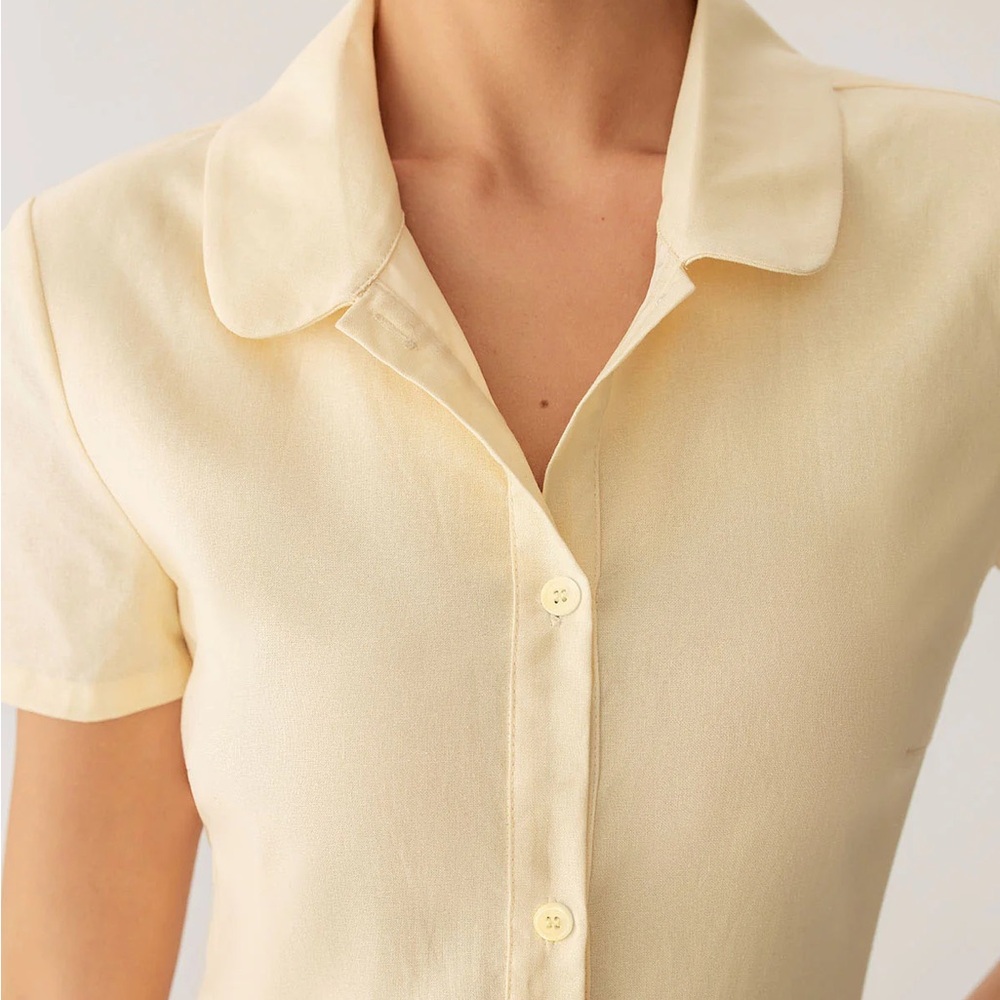 Yellow Button Short Sleeve Midi Dress - Picture 5 of 6